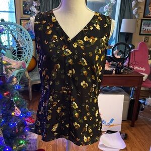 CABI Floral V-Neck Sleeveless Tank Top